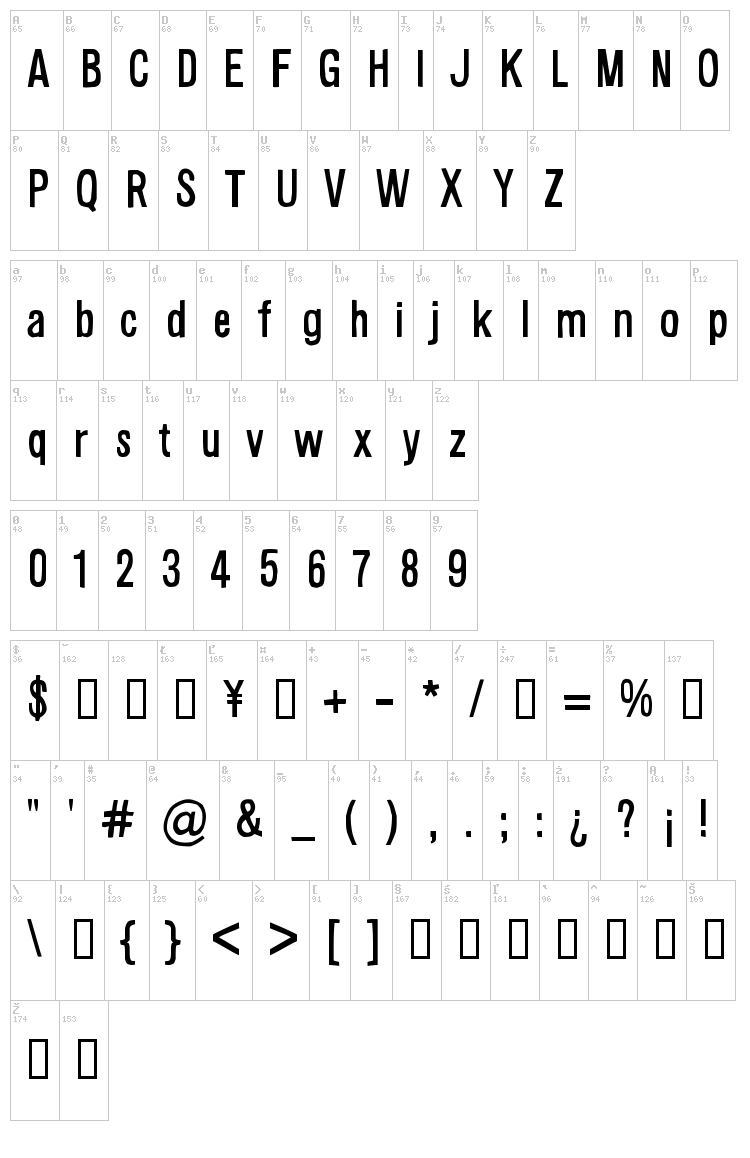 Alsina font map